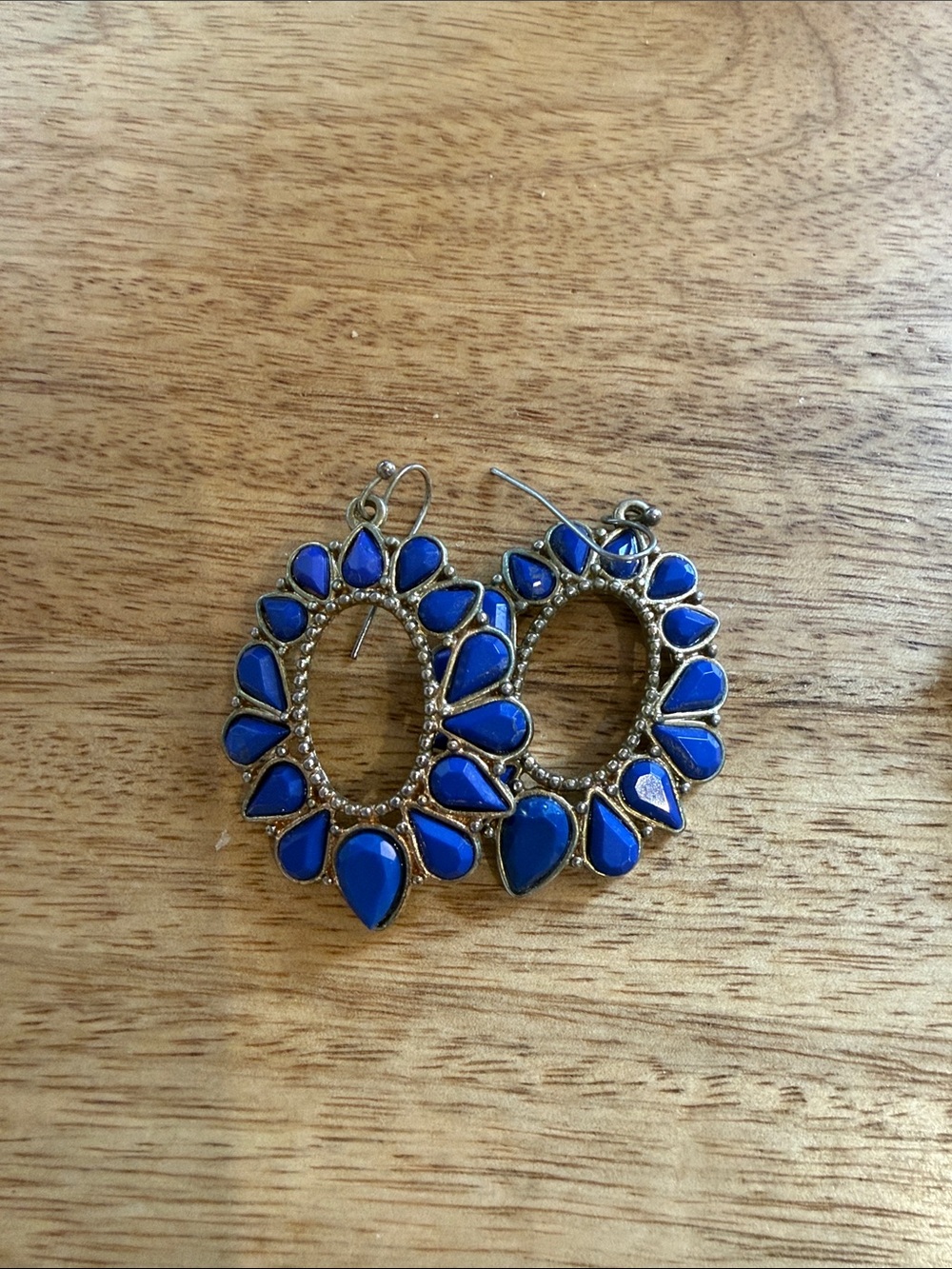 Blue Teardrop Hoop Earrings - Women Jewelry